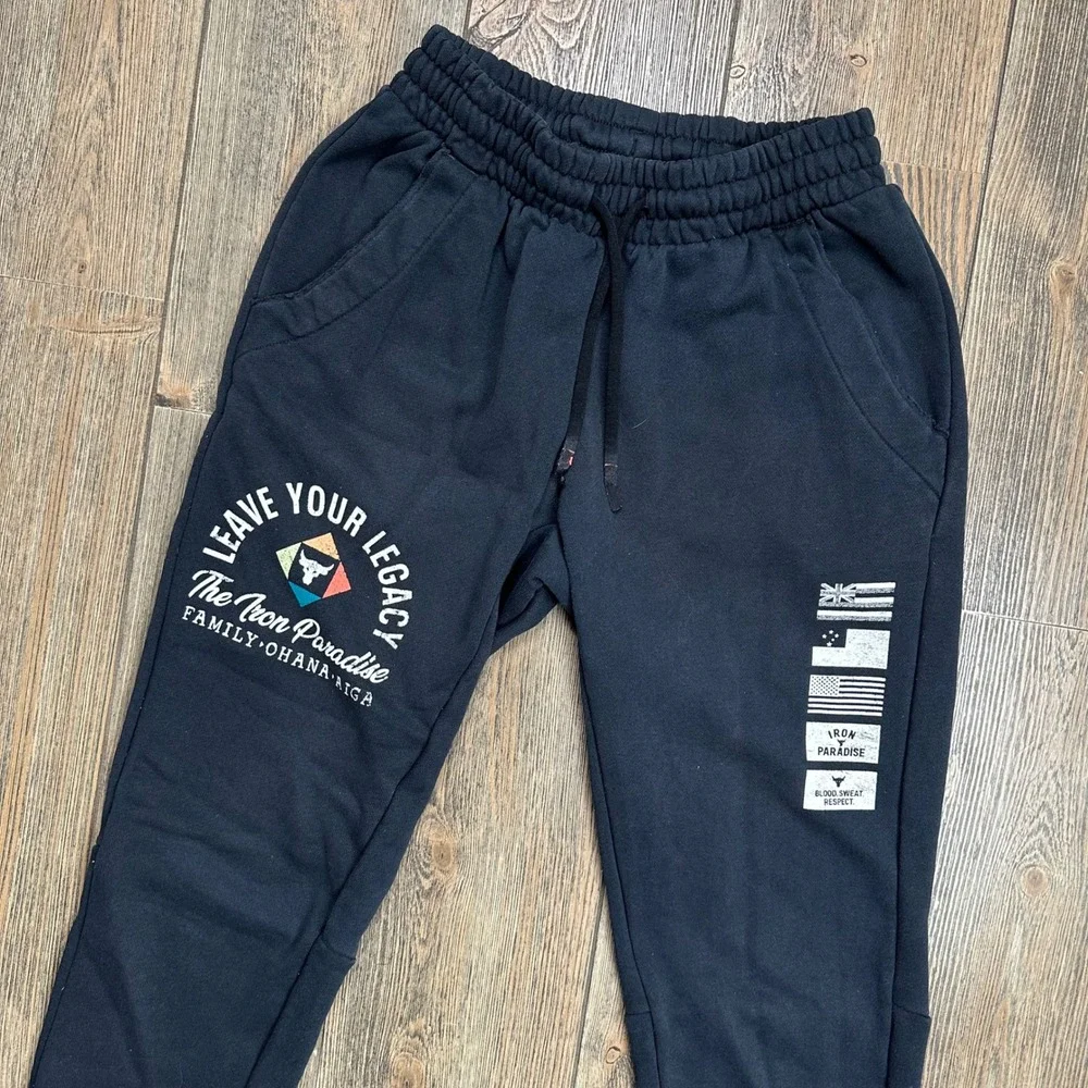 Under Armour Project Rock Iron Paradise Terry Joggers Black 1377440 Mens Small